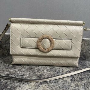 Steve Madden Cream Woven Crossbody, Clutch Bag Purse Handbag